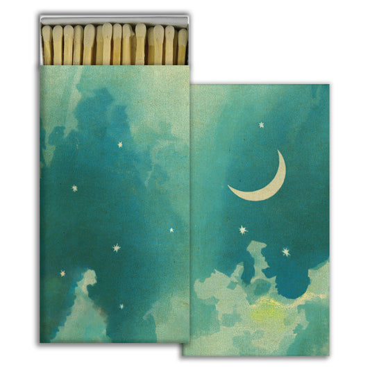 crescent moon night scene matchbox long matches 2