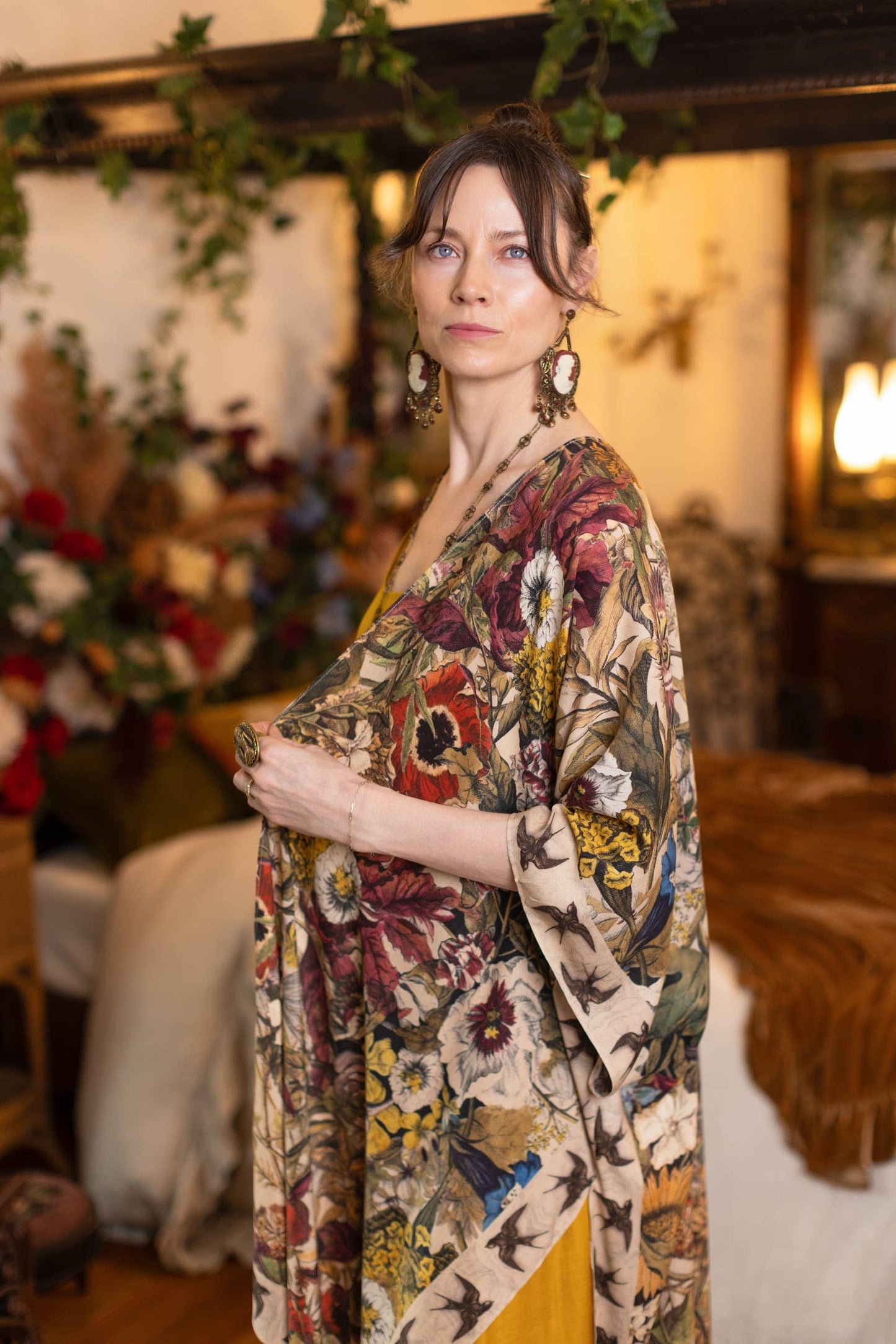 Golden Hour Goddess Duster Kimono w/ Floral Print