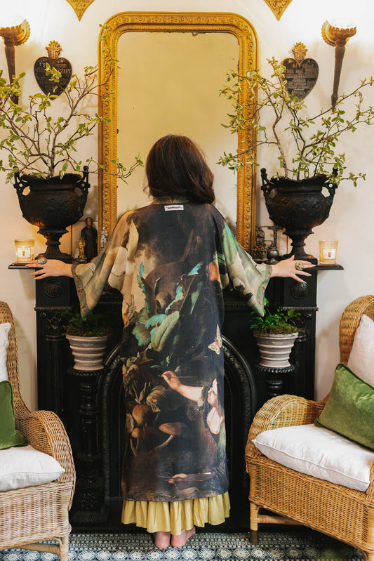 Heartwork Duster Kimono Robe w/ Butterflies