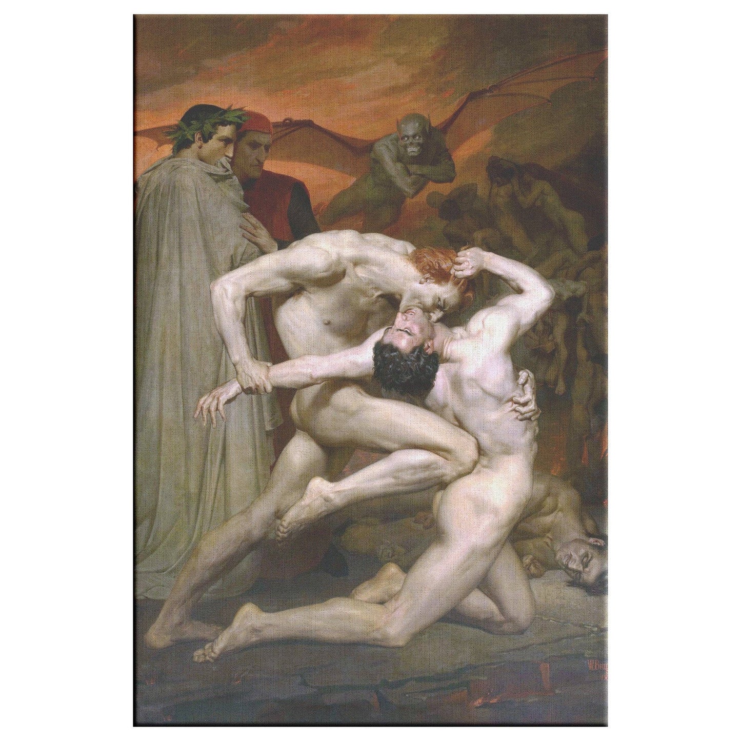 "Dante and Virgil in Hell" by William-Adolphe Bouguereau Rectangle Canvas Wrap