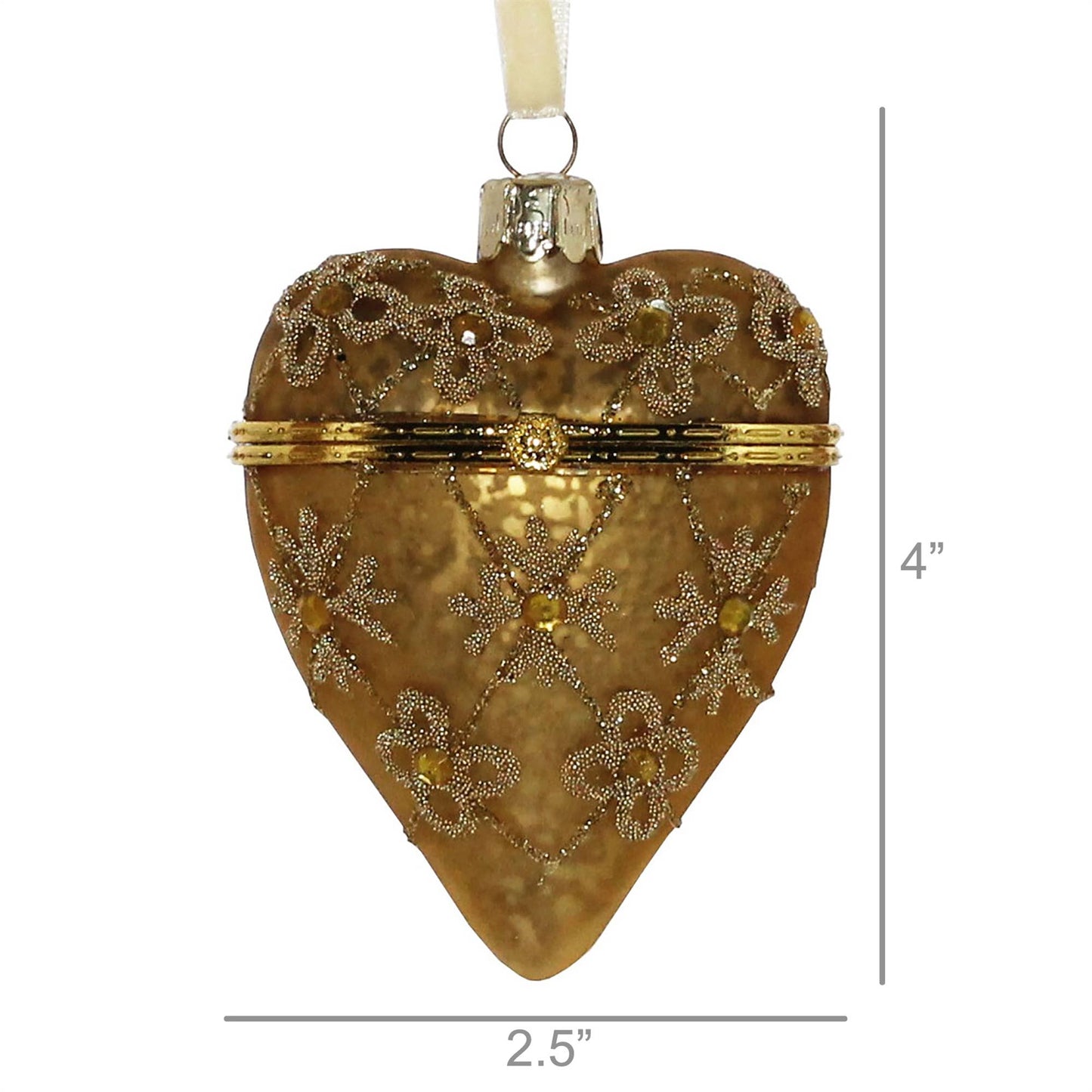 Gold Bejeweled Heart Locket Ornament