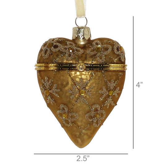 Gold Bejeweled Heart Locket Ornament