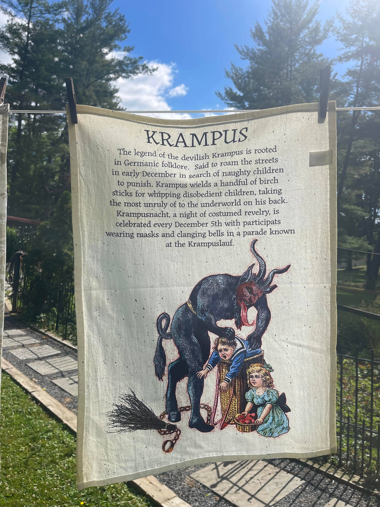 Krampus 100% Cotton Floursack Tea Towel