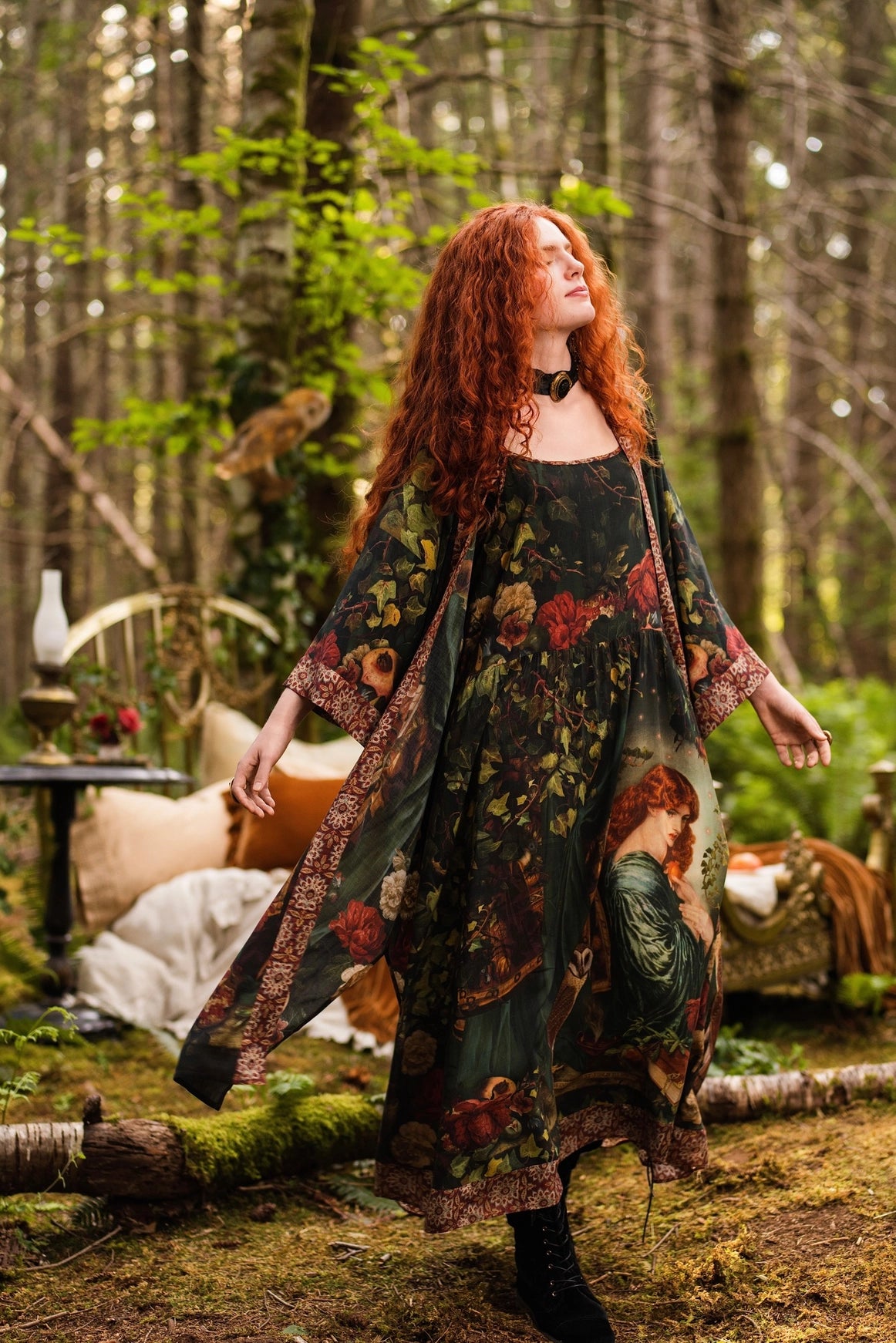 Solstice Bohéme Long Maxi Slip Dress w/ Persephone and Moon
