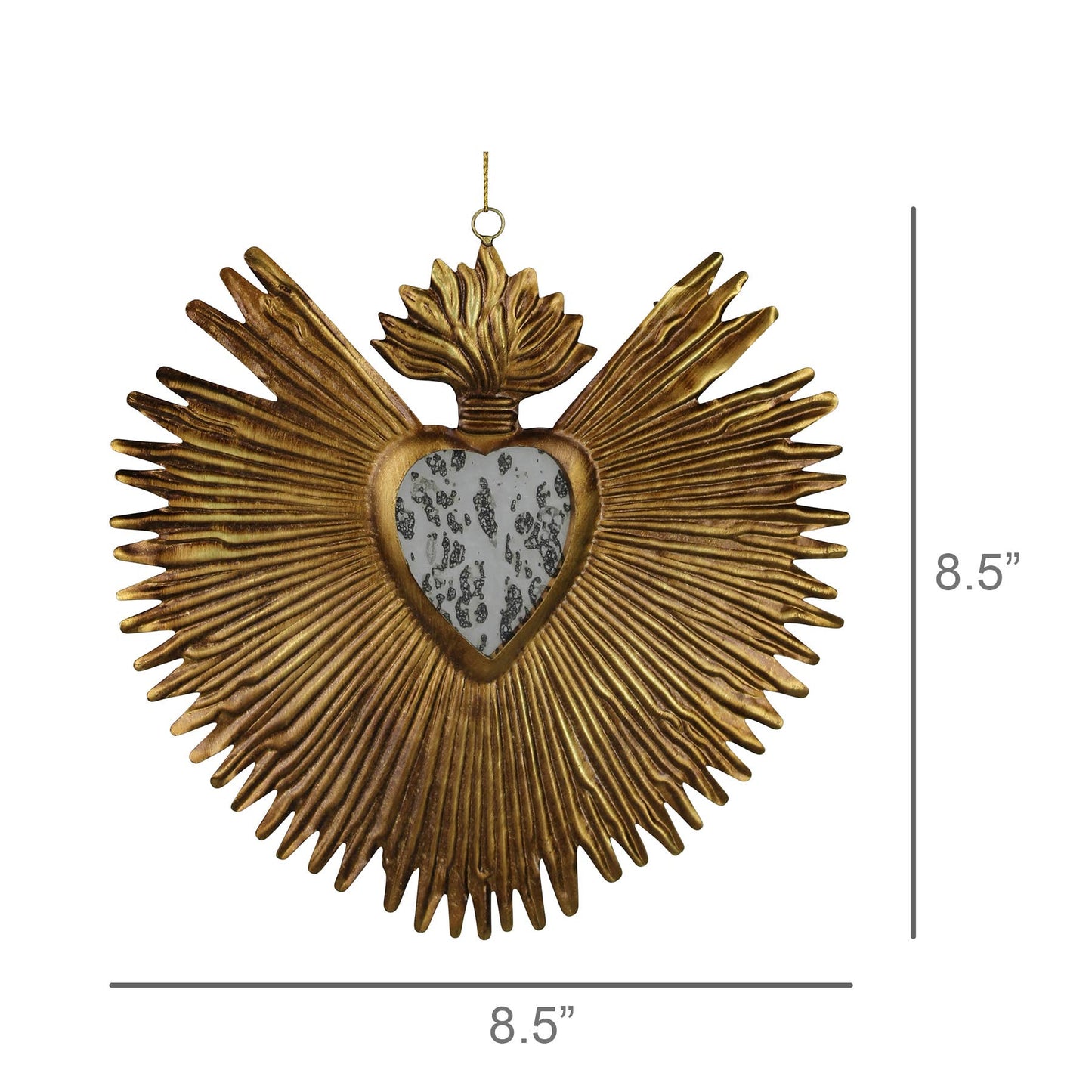 Milagro Sacred Heart with Mirror, Gold Antique