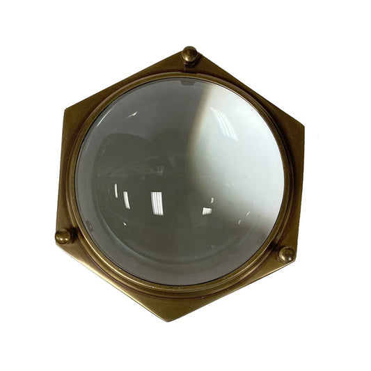 Antiqued Brass Hexagonal Dome Desk Magnifier