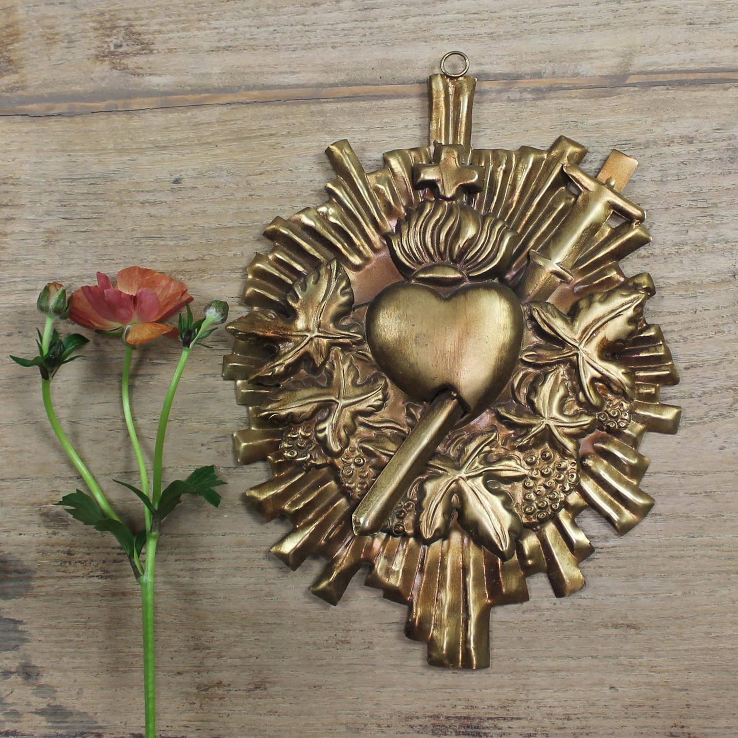 Sacred Heart Ornament, Metal