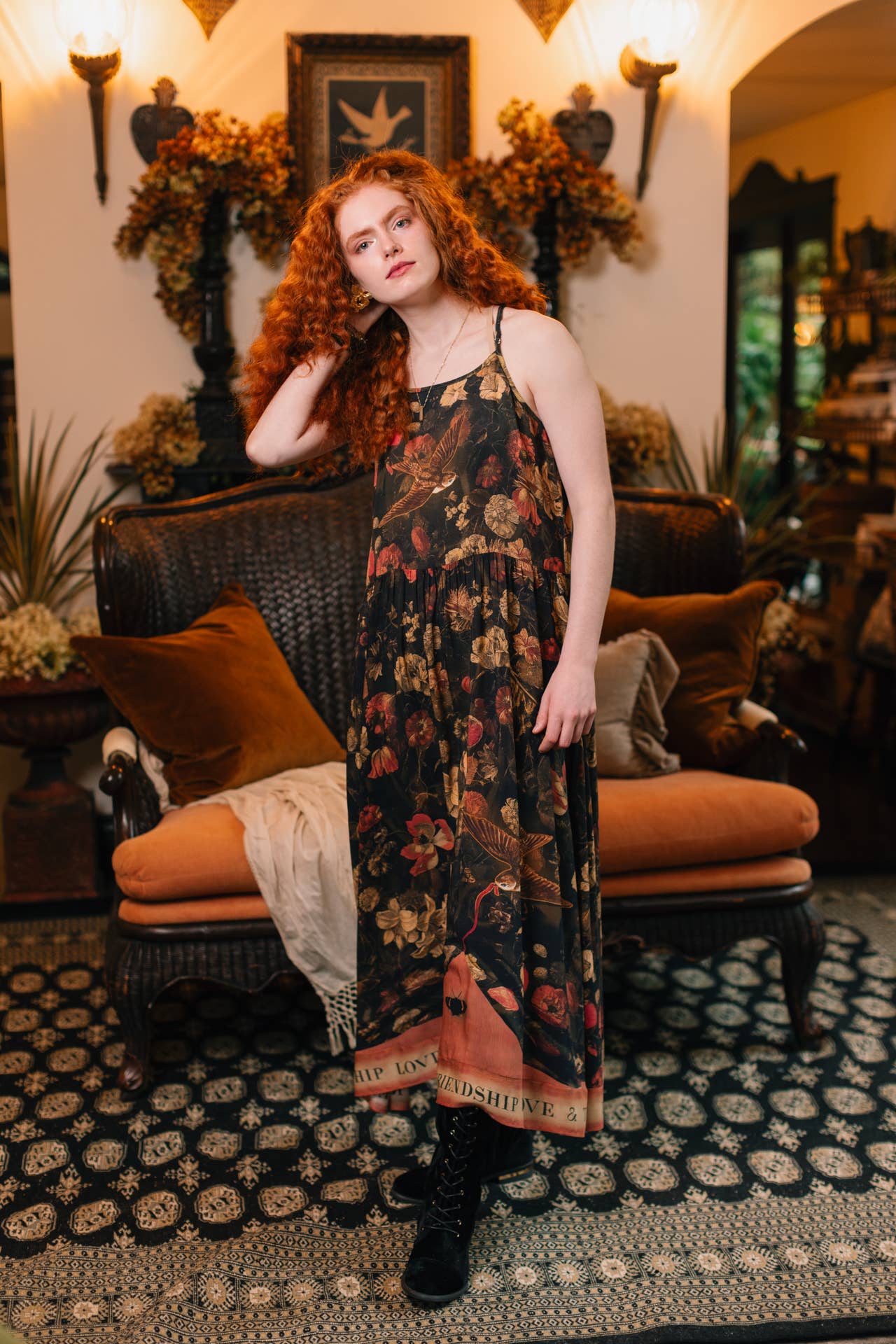 Heart of Gold Bohéme Long Maxi Slip Dress w/ Sacred Heart