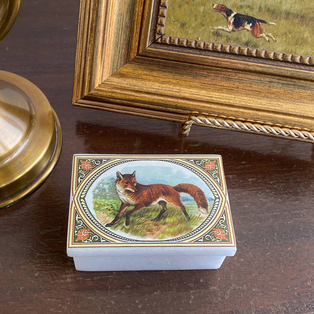 Red Fox Printed Soapstone Box