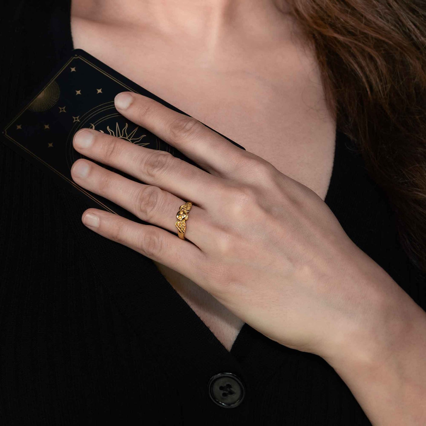Bronze Winged Skull Ring