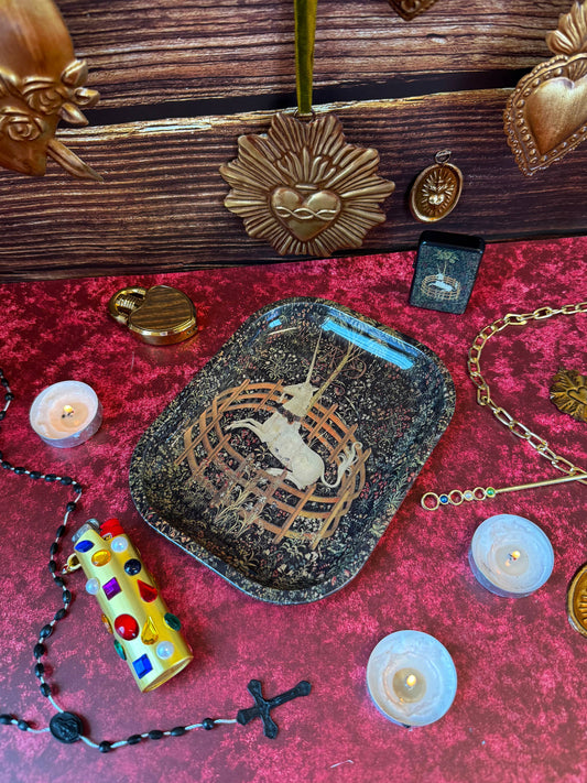 Medieval Unicorn Tapestry Tray