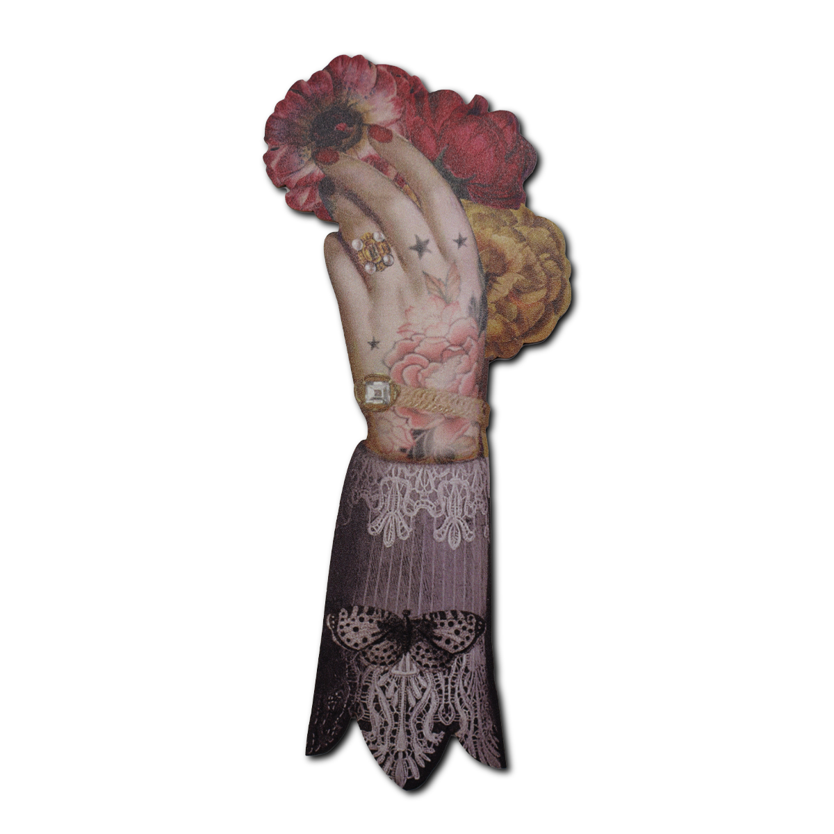 Victorian Hand with Flowers Bookmark Silhouette