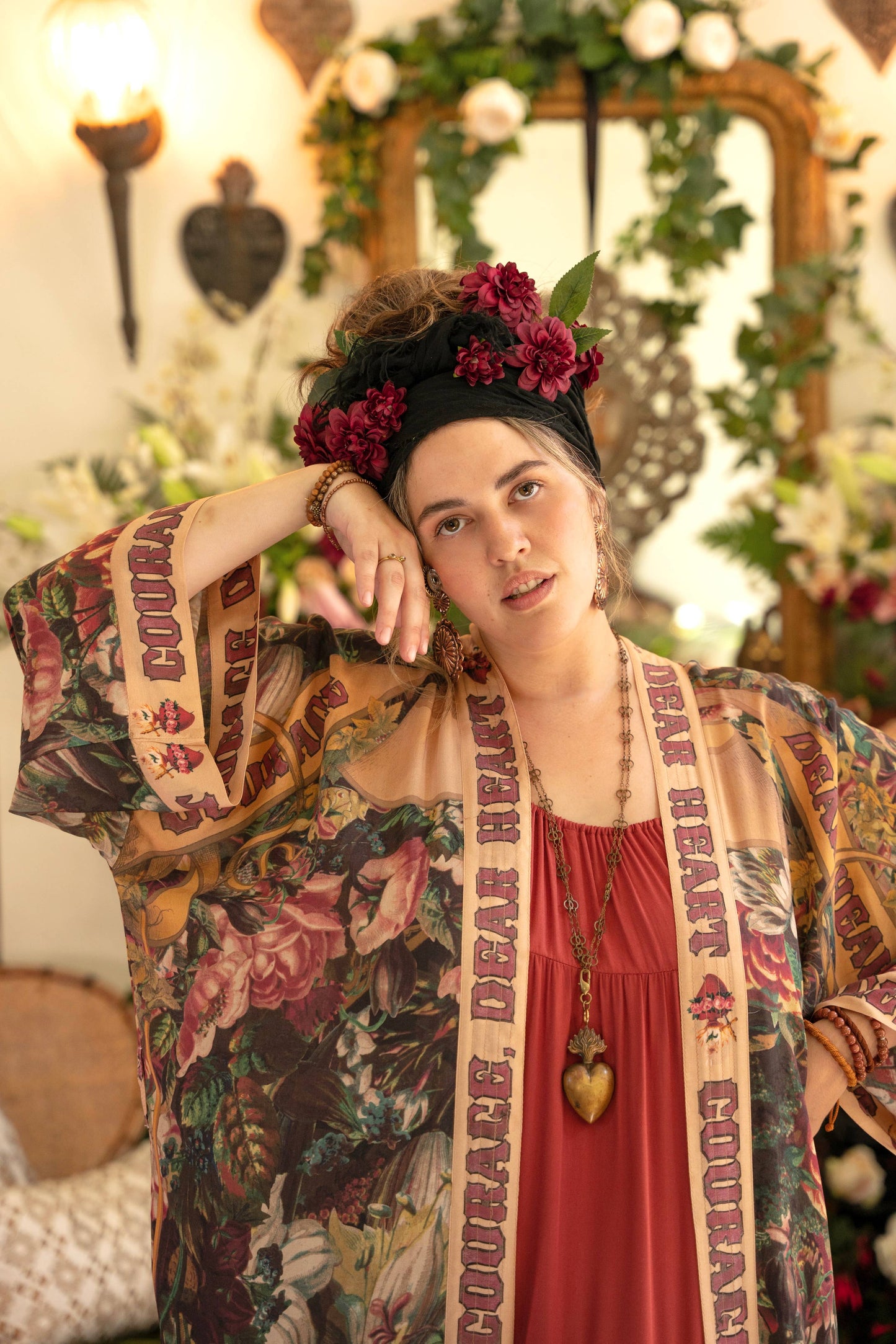 Courage Dear Heart with Sacred Heart Duster Kimono
