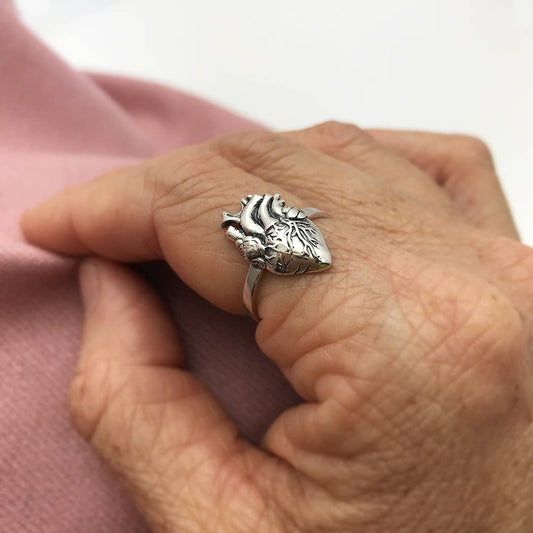 Anatomical Heart Ring in Sterling Silver