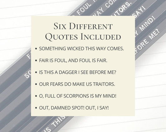 Macbeth Quote Pencils, Shakespeare Gifts for Teachers