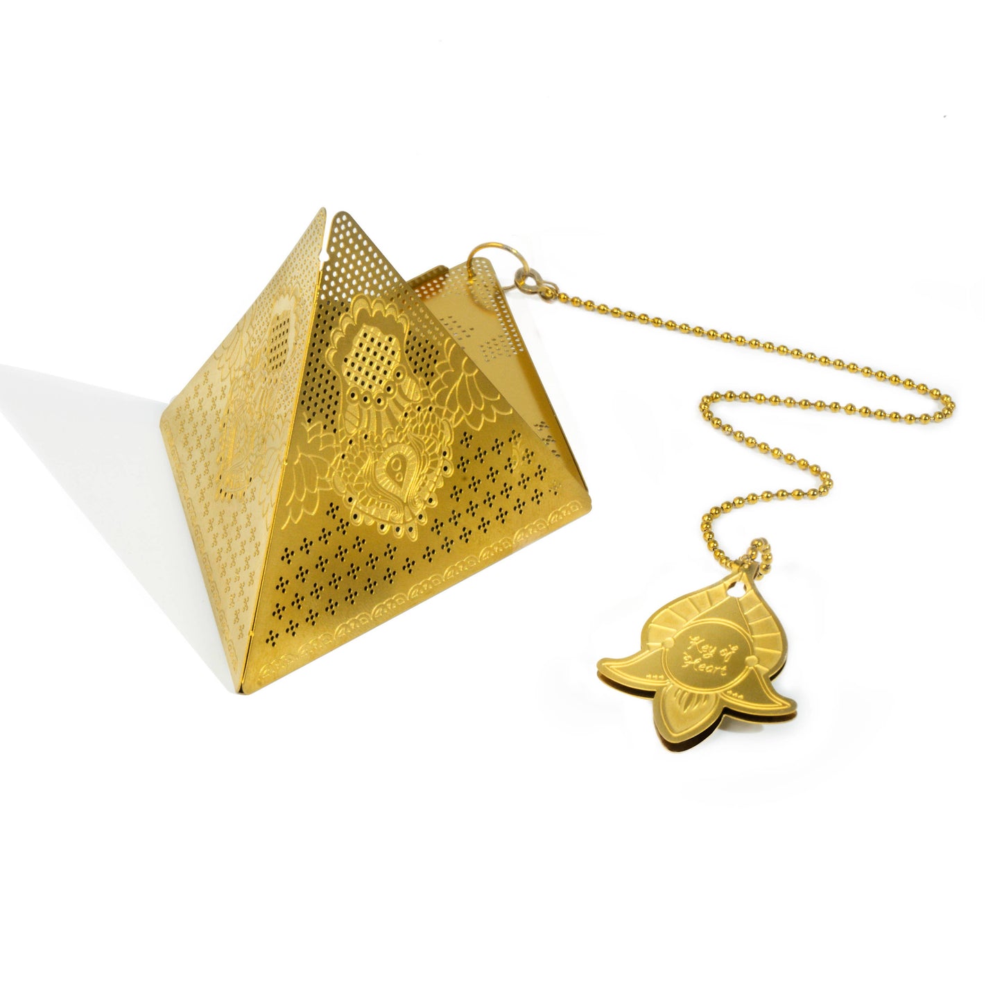 Golden Pyramid Tea Infuser with Chain