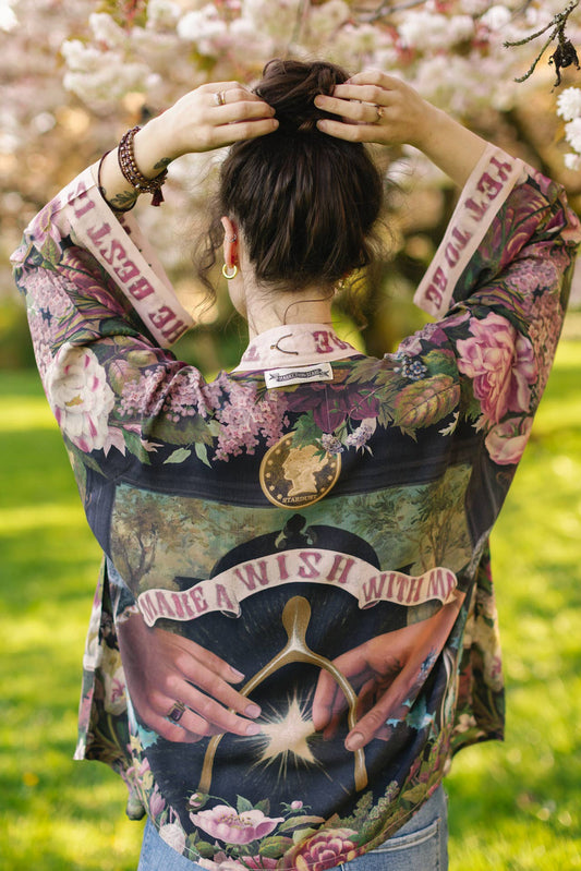 Make A Wish Pixie Duster Cropped Kimono w/ Wishbone Dandelion