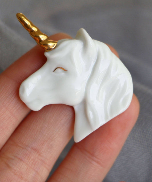 Unicorn Ceramic Brooch