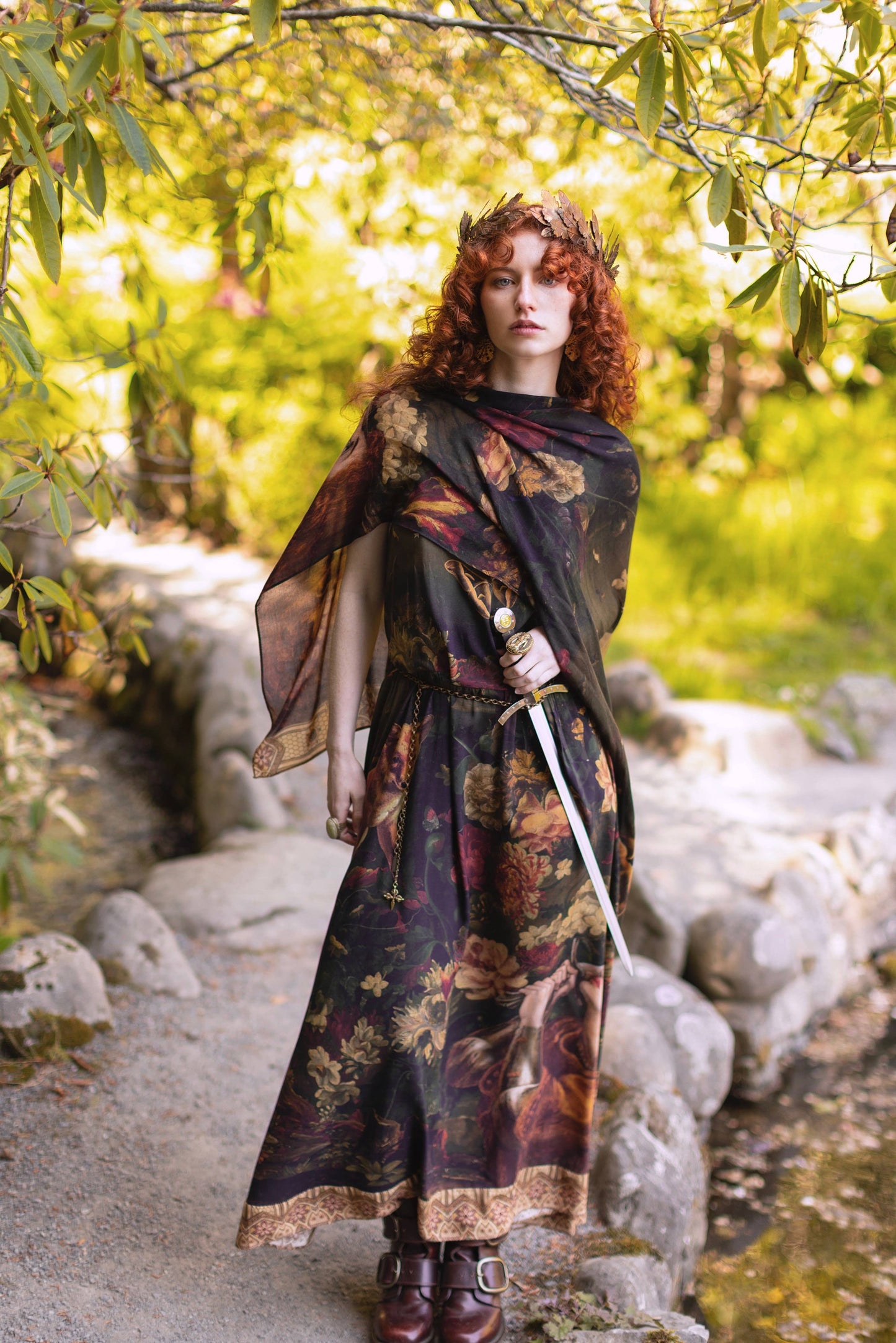 The Messenger Scarf with Joan of Arc & Florals