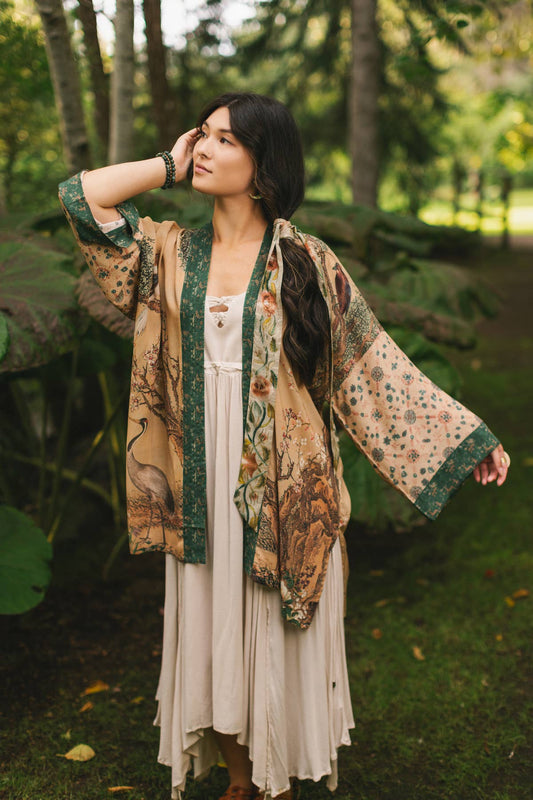 Fable Matinée Duster Kimono w/ Deer and Moon