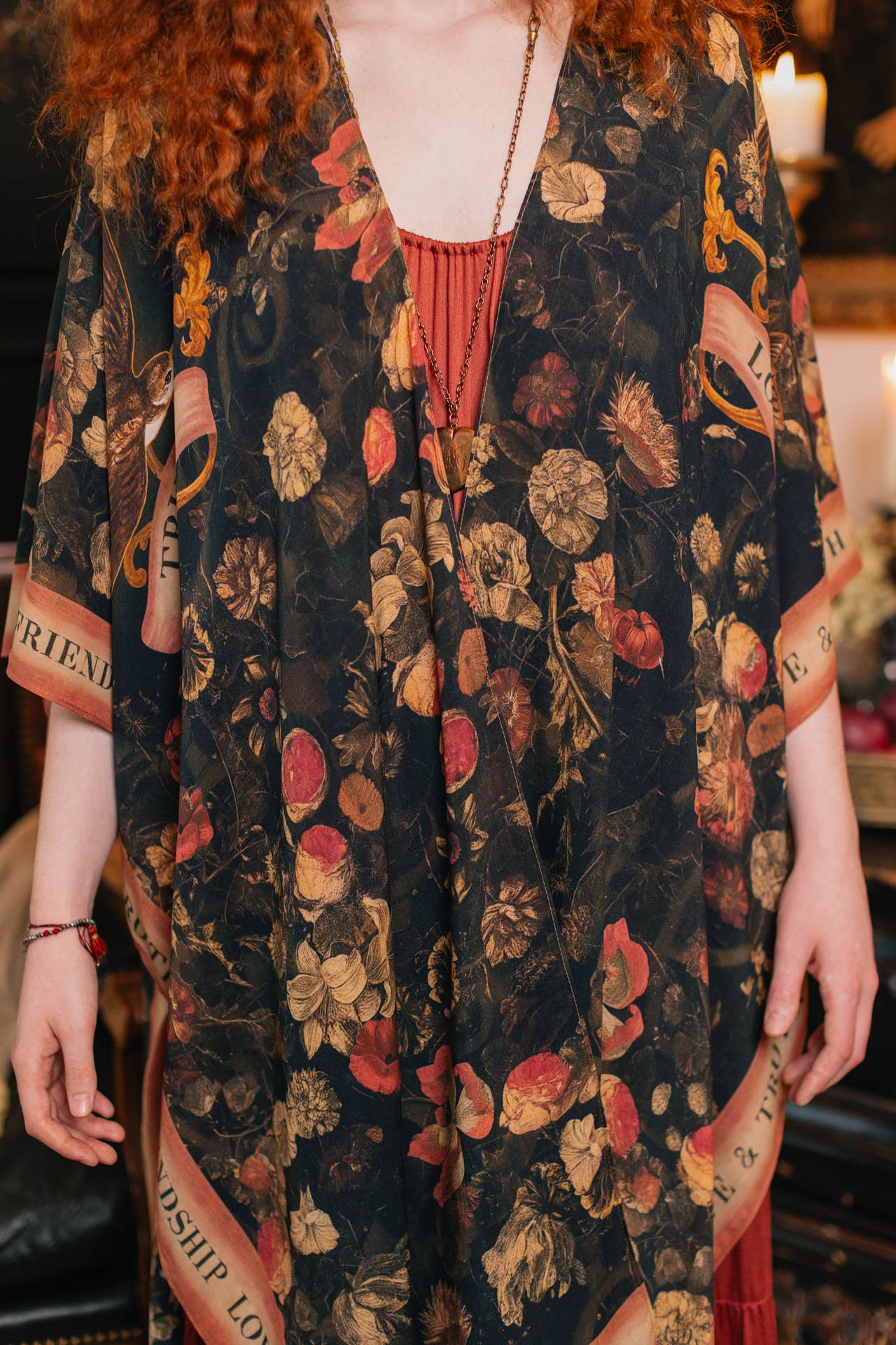 Heart of Gold Goddess Starduster Kimono w/ Sacred Heart