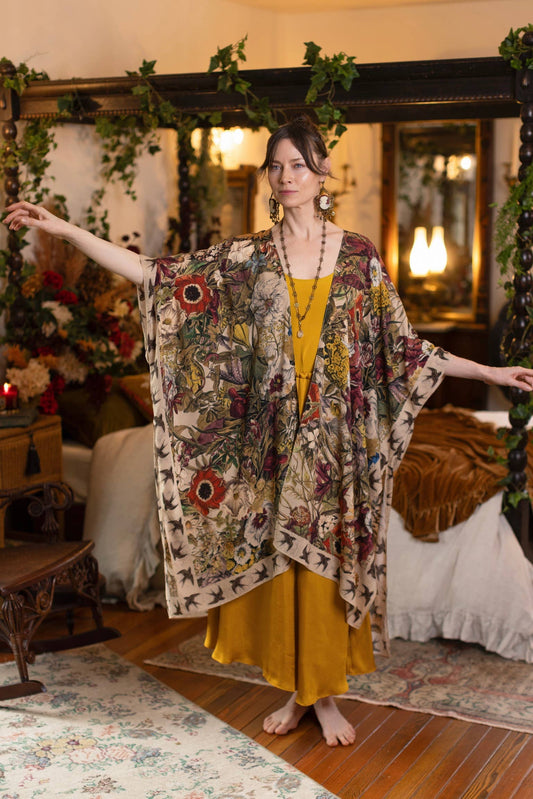 Golden Hour Goddess Duster Kimono w/ Floral Print