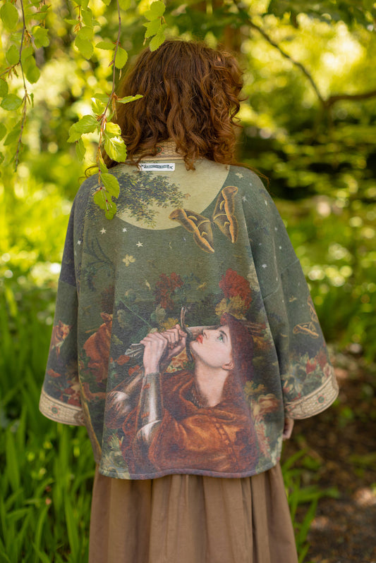 The Messenger Fleece Cottage Cardigan Jacket w/ Joan of Arc