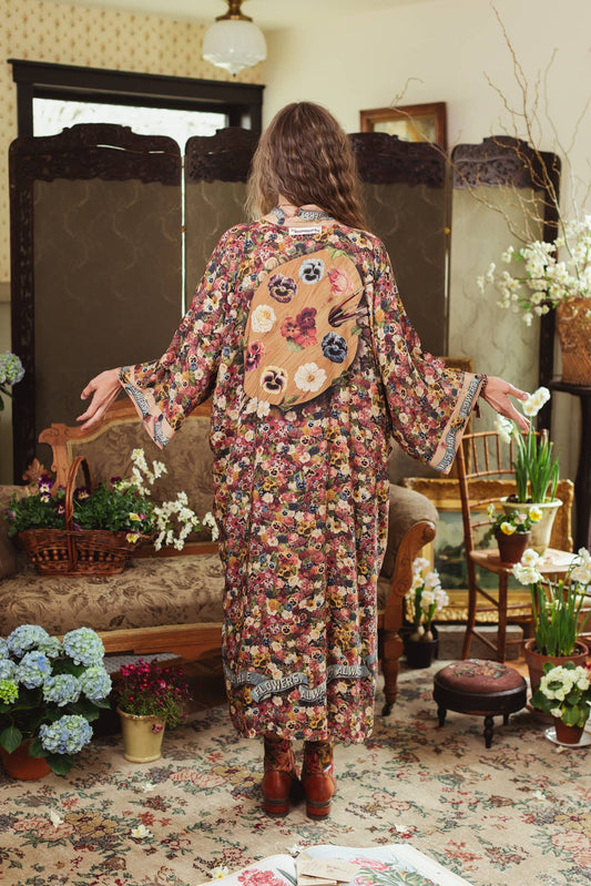 Art of Life Kimono w/ Flower Palette Print
