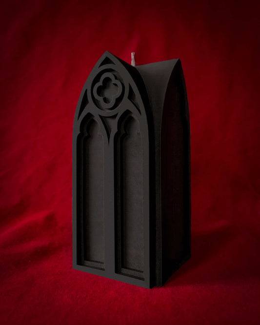 Graveyard Wanders - Gothic Arches Candle - Dark Grey