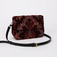 Burnout Velvet Wine Flap Crossbody Bag