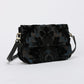 Burnout Velvet Black Flap Crossbody Bag