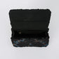Burnout Velvet Black Flap Crossbody Bag