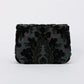 Burnout Velvet Black Flap Crossbody Bag