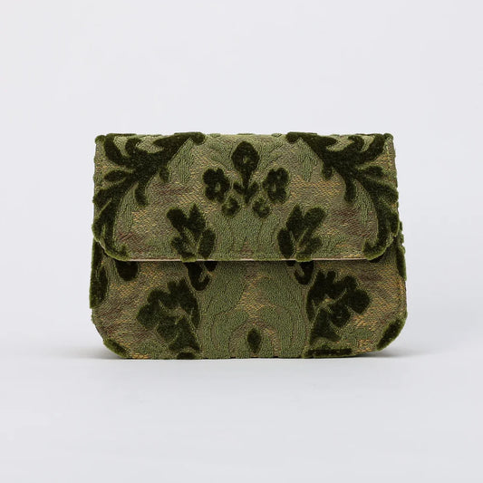 Burnout Velvet Fern Green Flap Crossbody Bag
