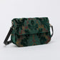 Burnout Velvet Black Flap Crossbody Bag