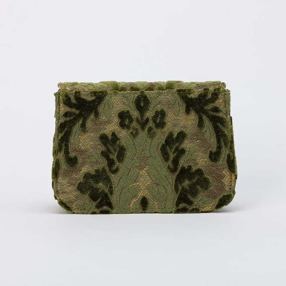 Burnout Velvet Fern Green Flap Crossbody Bag