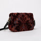 Burnout Velvet Wine Flap Crossbody Bag
