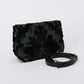 Burnout Velvet Black Flap Crossbody Bag