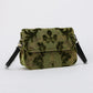 Burnout Velvet Fern Green Flap Crossbody Bag