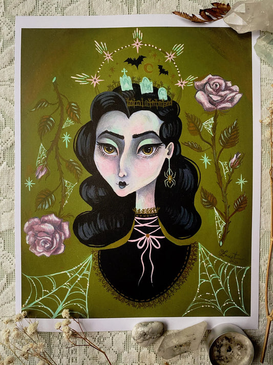 Dark Thoughts & Dead Roses 8.5x11 Art Print by Olivia Faust