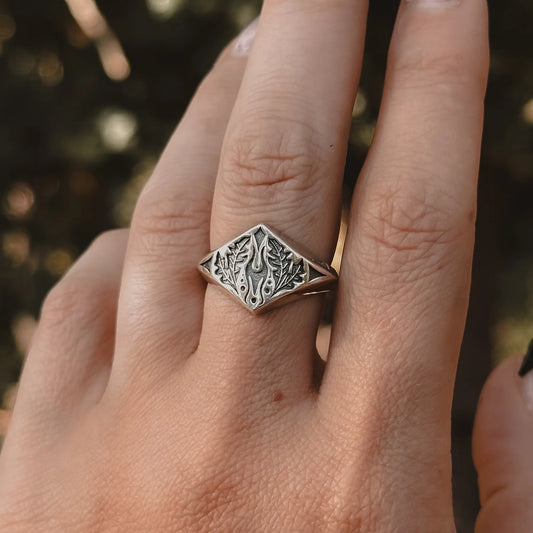 Oak Plant Magick Signet Ring