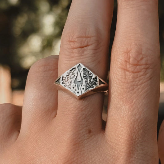 Oak Plant Magick Signet Ring