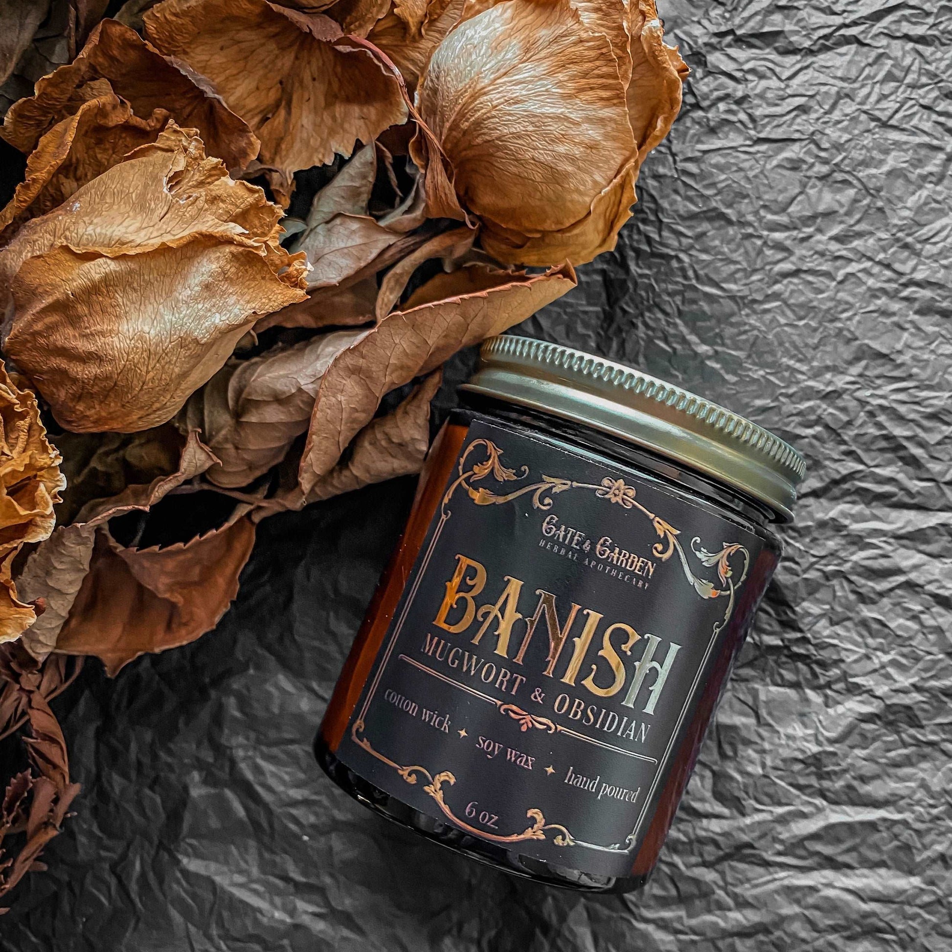 Banish Botanical & Crystal Candle