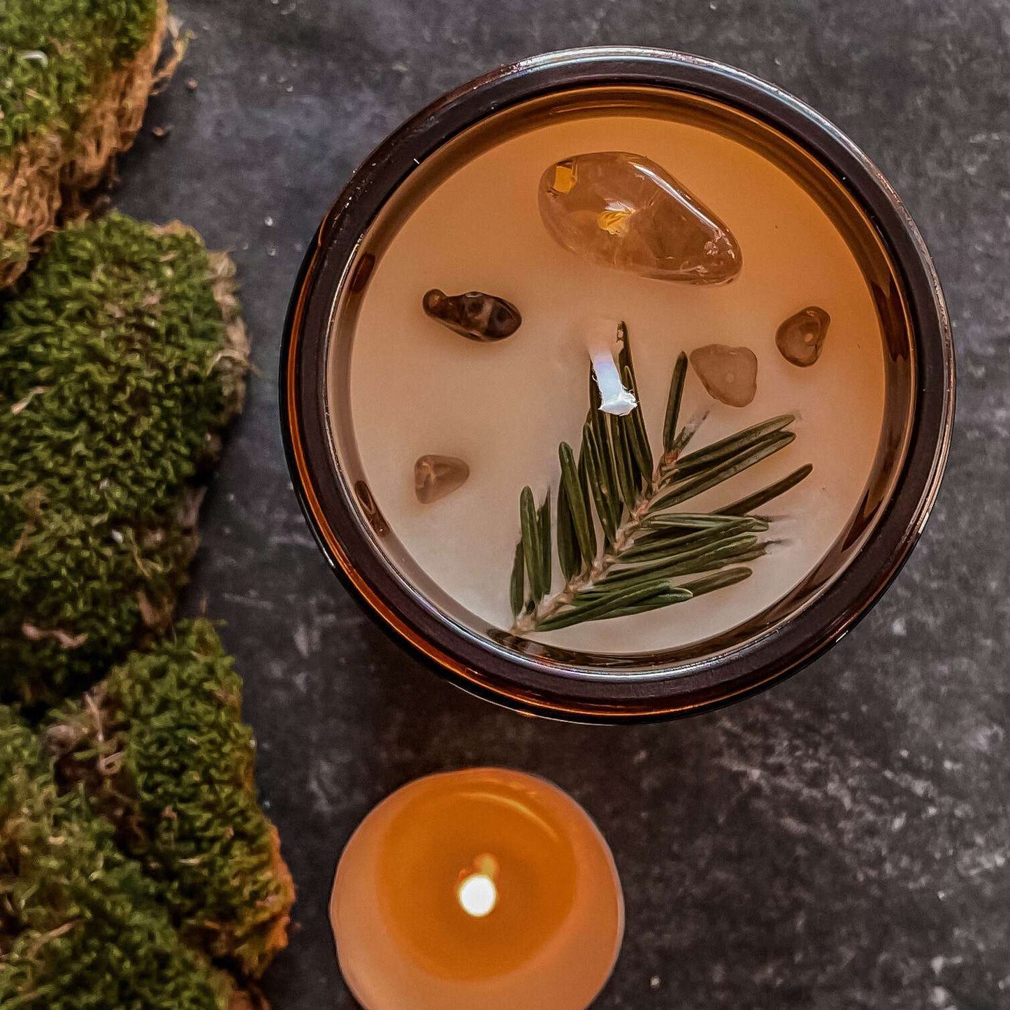 Ground Botanical & Crystal Candle