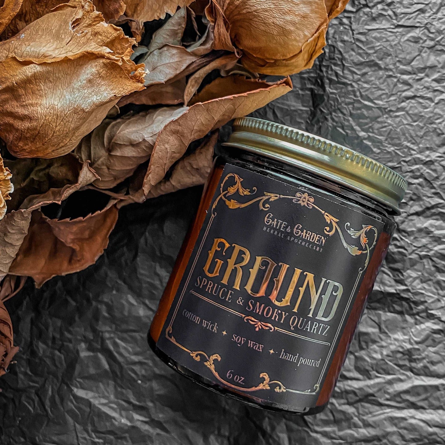 Ground Botanical & Crystal Candle