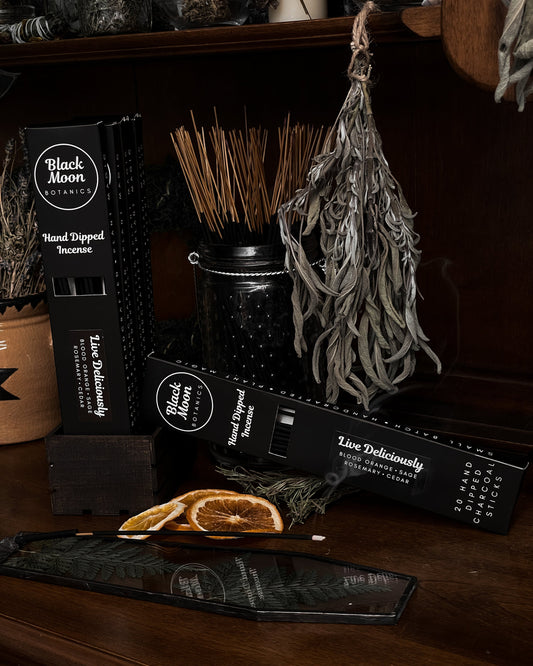 Live Deliciously Hand Dipped Incense - Black Moon Botanics