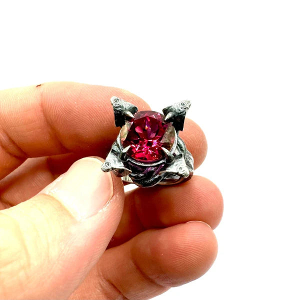 Temple of Minoan Sterling Azotic Pink Topaz Silver Ring with Snake Band