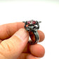 Temple of Minoan Sterling Azotic Pink Topaz Silver Ring with Snake Band