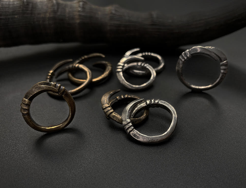 Talon Rings in Brass and Sterling Silver by Miyu Decay