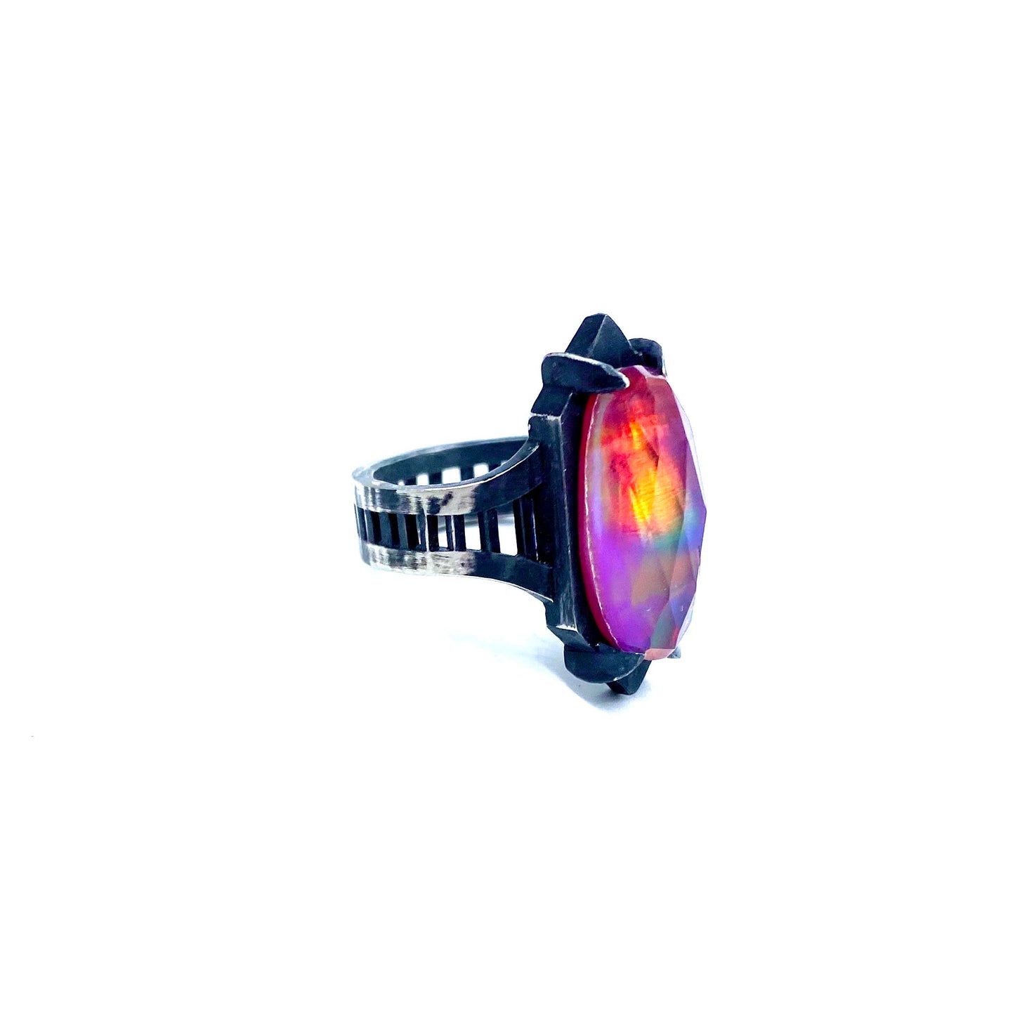 Aurora Opal Brutalist Ring (Size 9)